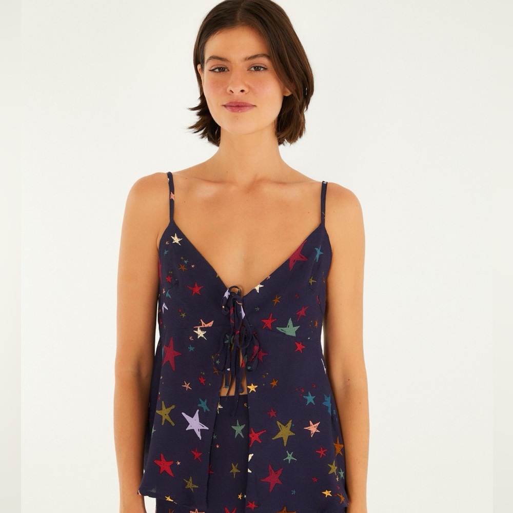 Star Print Navy Top Farm Rio Size XS